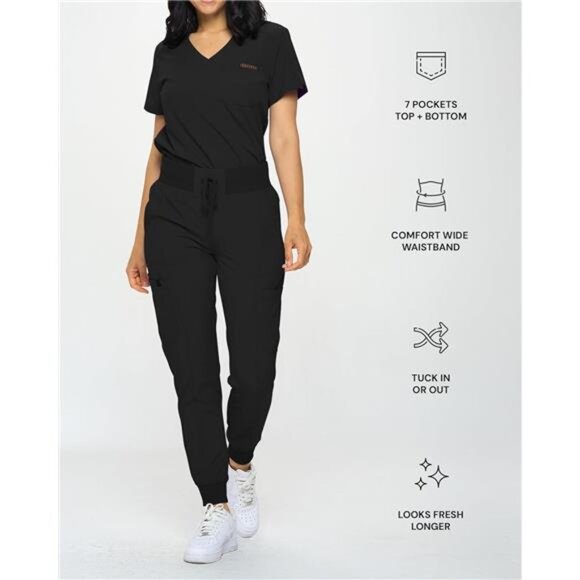 Slim Fit Stretchy Scrubs Women's Jogger Scrub Set Slim Jogger - Picture 3 of 7